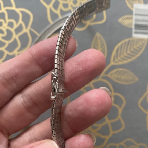 Sterling Silver Herringbone Greek Key Necklace - Picture 6 of 9